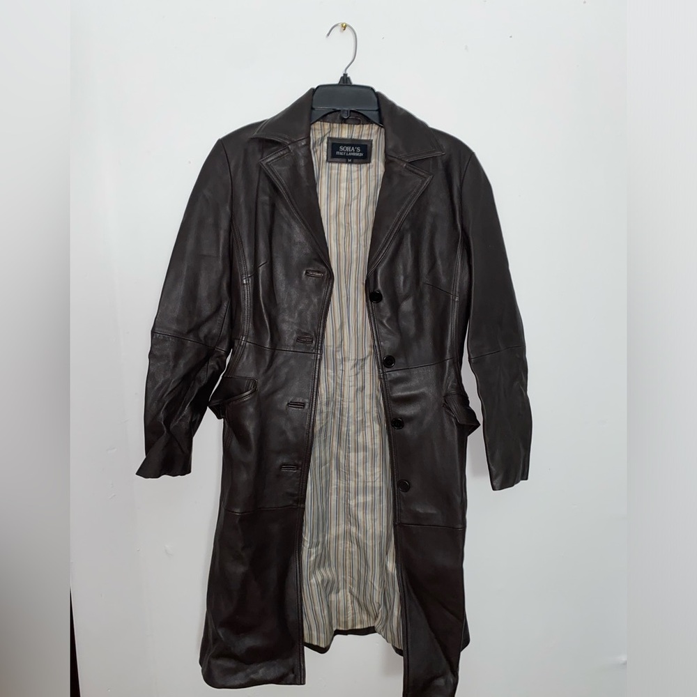 Leather trench coat